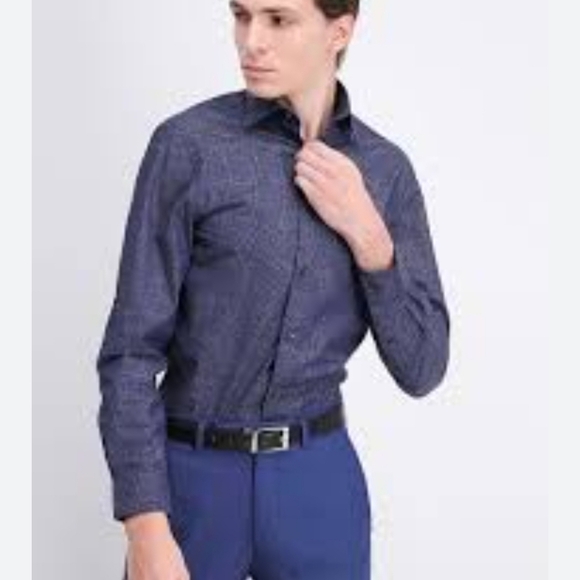 Kenneth Cole Reaction Mens Super Slim Fit Button Snap Dress Shirtsl Size Large - Picture 1 of 5